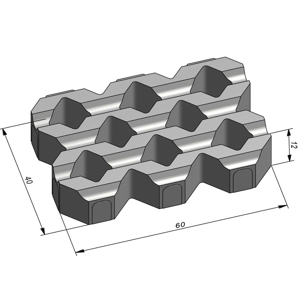 TEGEL WATERPASSEREND - GRASBETONTEGEL HELIX GROOVY
60/40//12CM