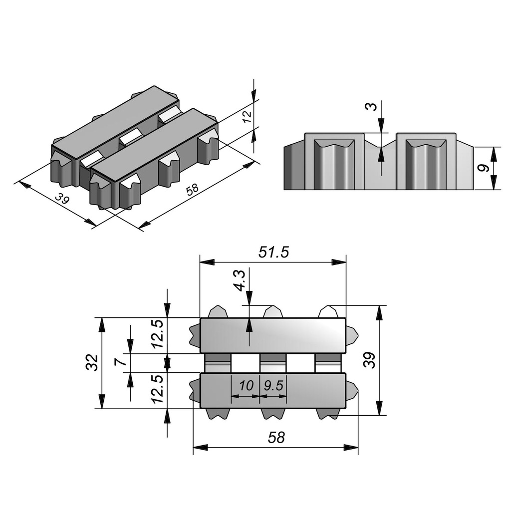 WATERPASSERENDE TEGEL - GRASSLINES BIG 58/39//12CM (GRIJS)