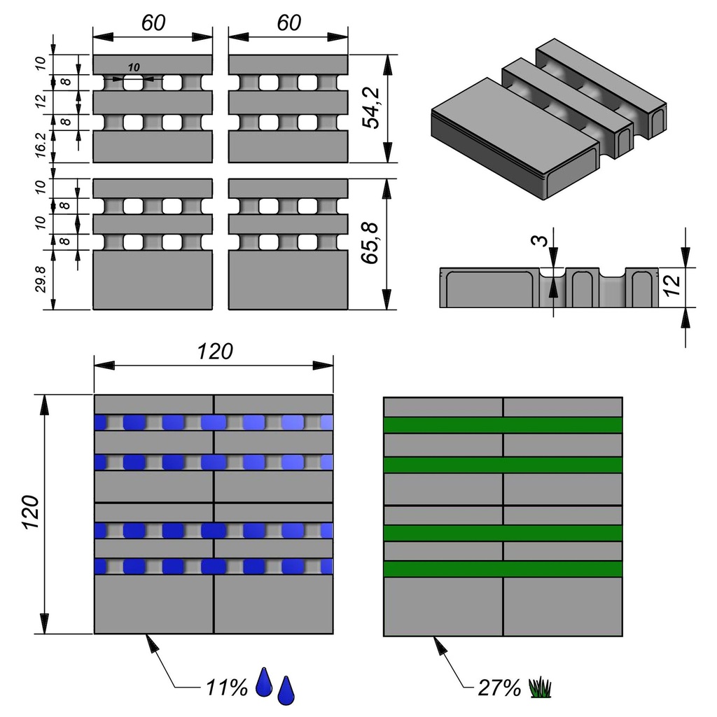 TEGEL WATERDOORLATEND - AVIENA SQUARE CLASSIC
120/120//12CM