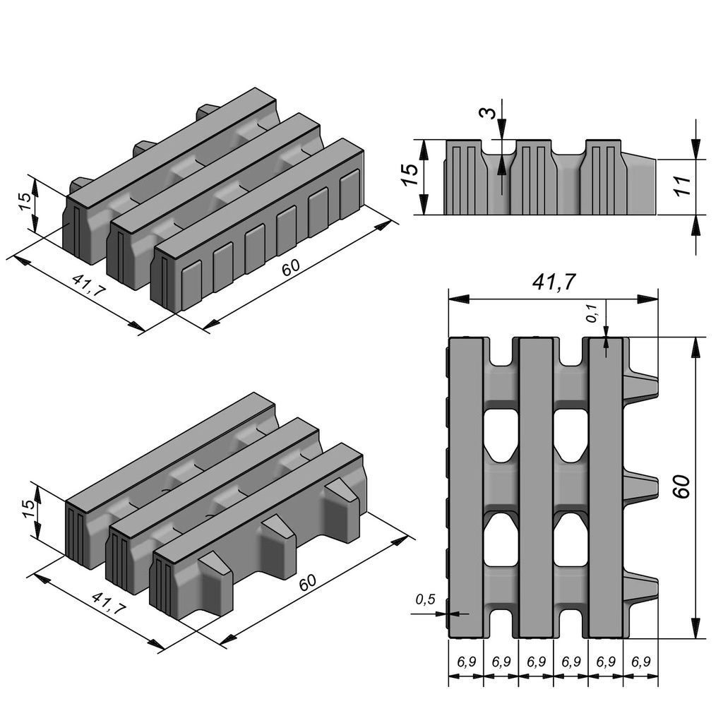 TEGEL WATERDOORLATEND - AVIENA STRAIGHT CLASSIC
60/41,7//15CM (GRIJS)