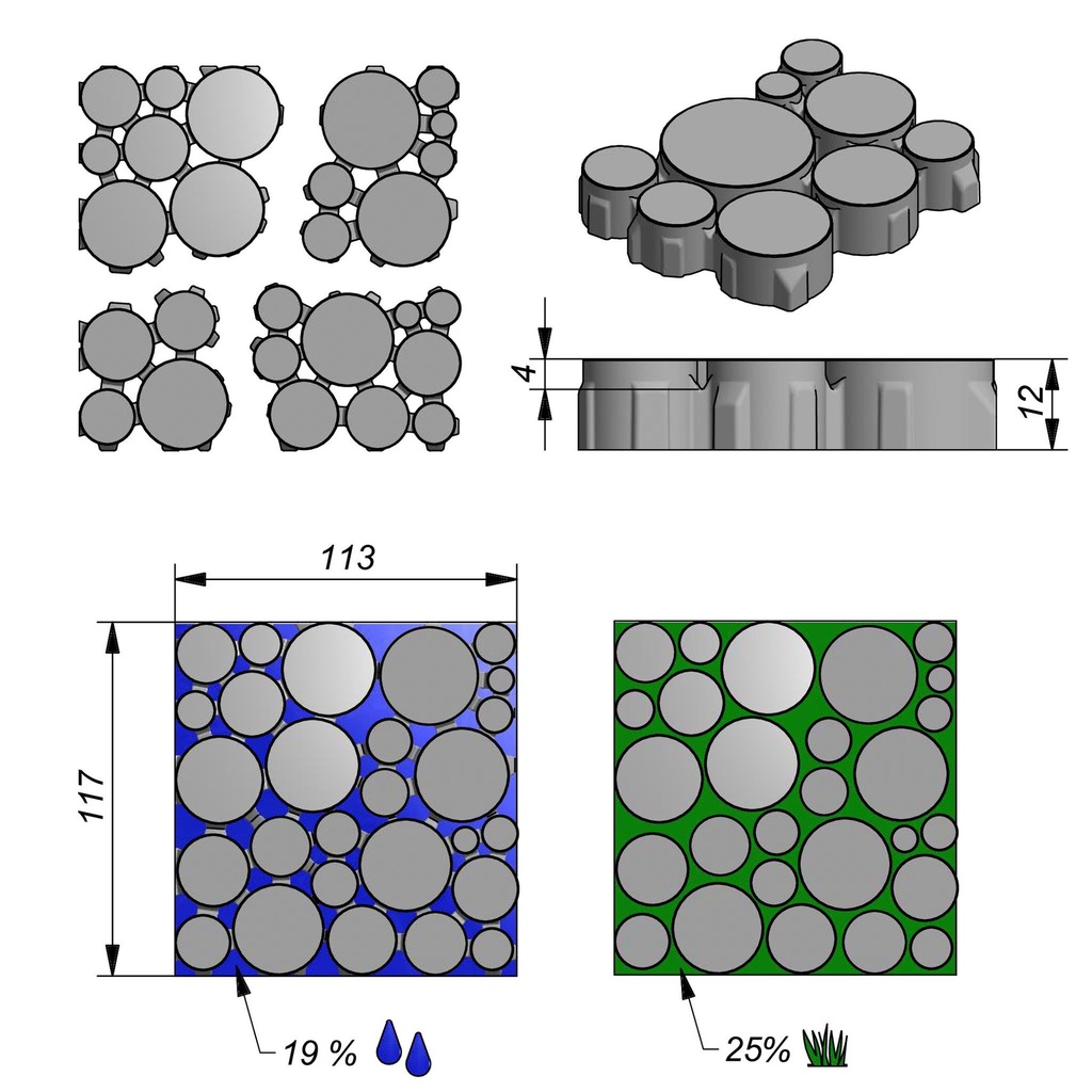 TEGEL WATERDOORLATEND - AVIENA CIRCLE CLASSIC
113/117//12CM (GRIJS)