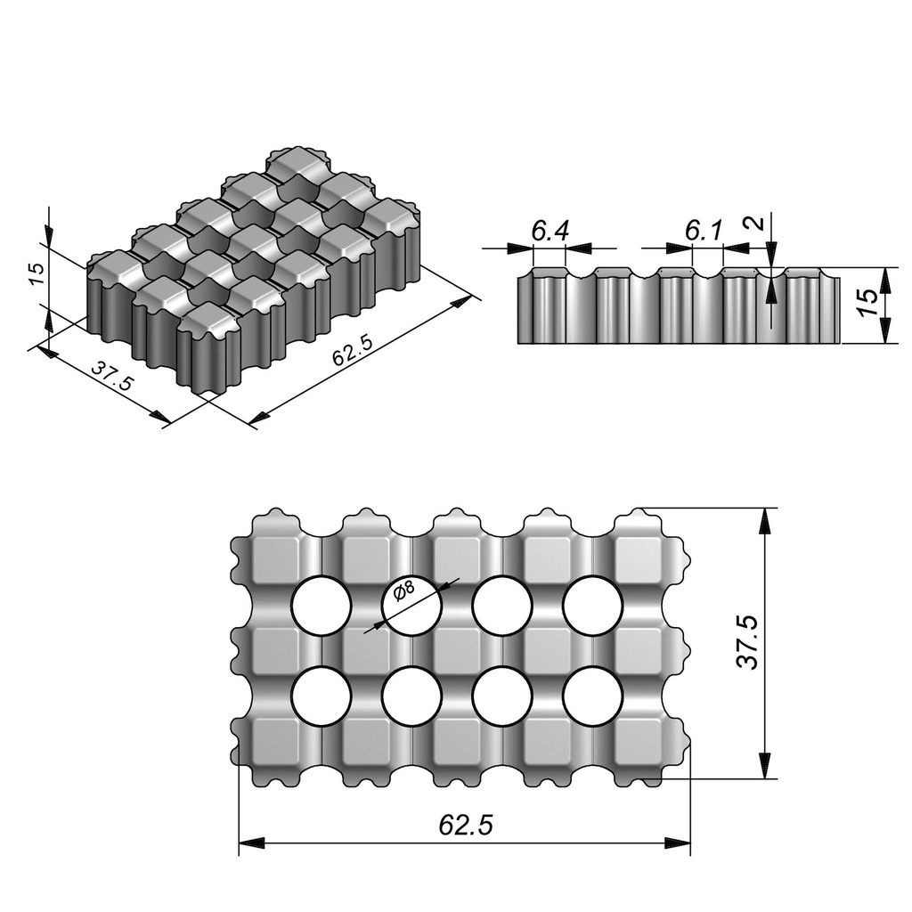 TEGEL WATERPASSEREND - ECO SOLUTIONS GRASSPLITTEGEL
62,5X37,5//15CM (2/2 MM)