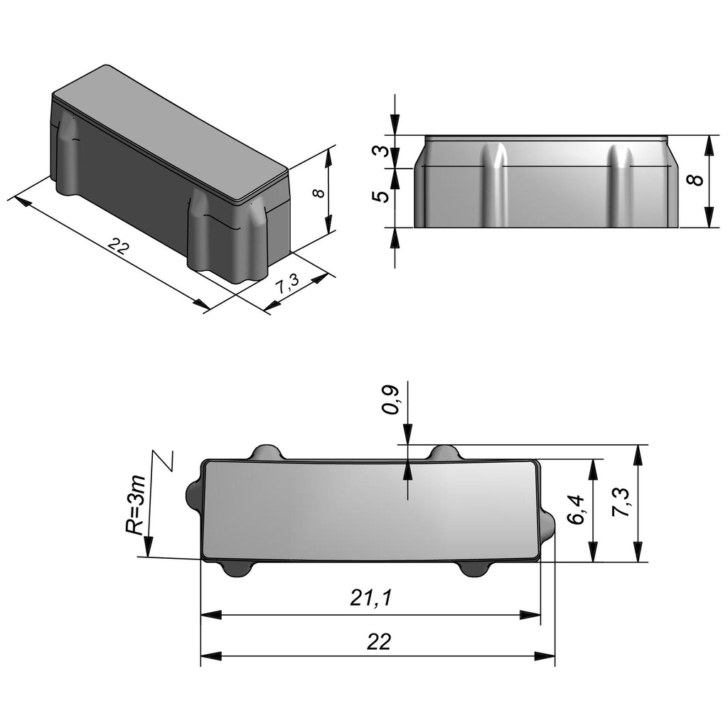 KLINKER WATERPASSEREND - BOWLER CLASSIC
22/7,3//8CM (GRIJS)