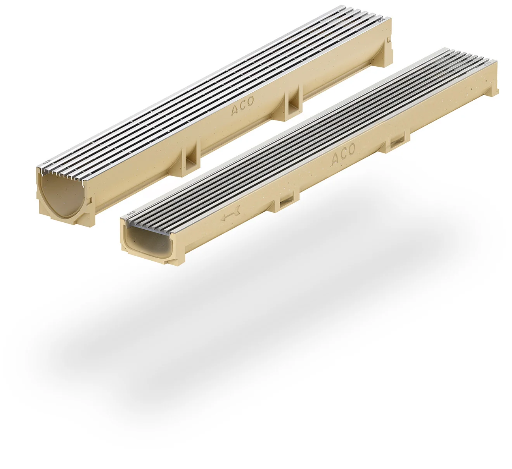 ACO AFVOERKANAAL EUROLINE 100 - LENGTESTAAFROOSTER INOX